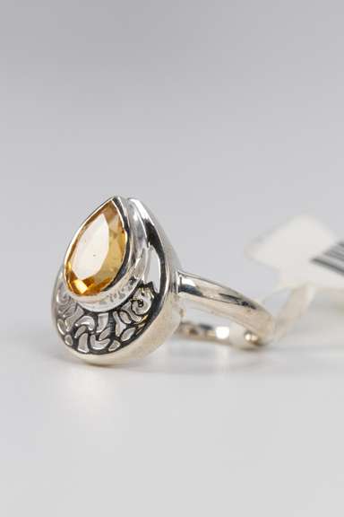 Sterling Silver Natural Citrine Gemstone Ring Size 7