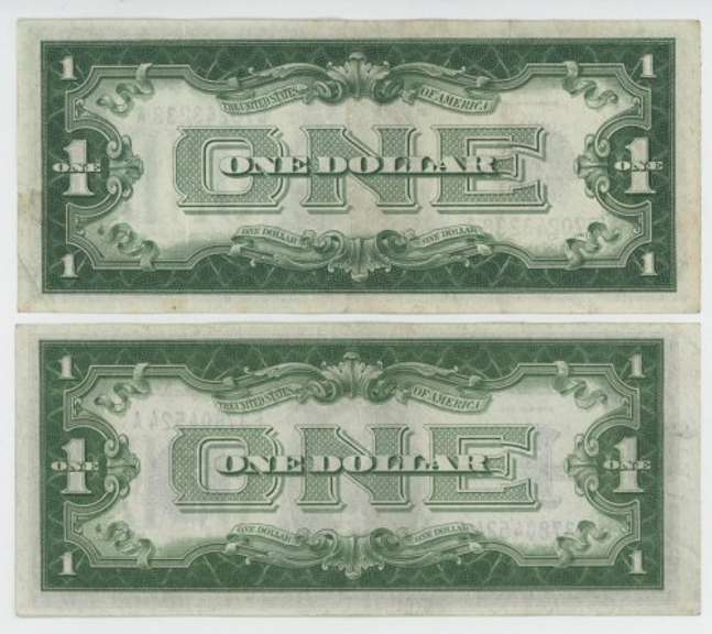 Crisp AU 1928 &1934 Series $1 'Funny Back' Silver Certificates
