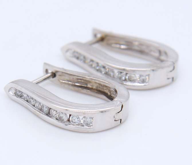 Sparkling White Gold Diamond Hoop Earrings