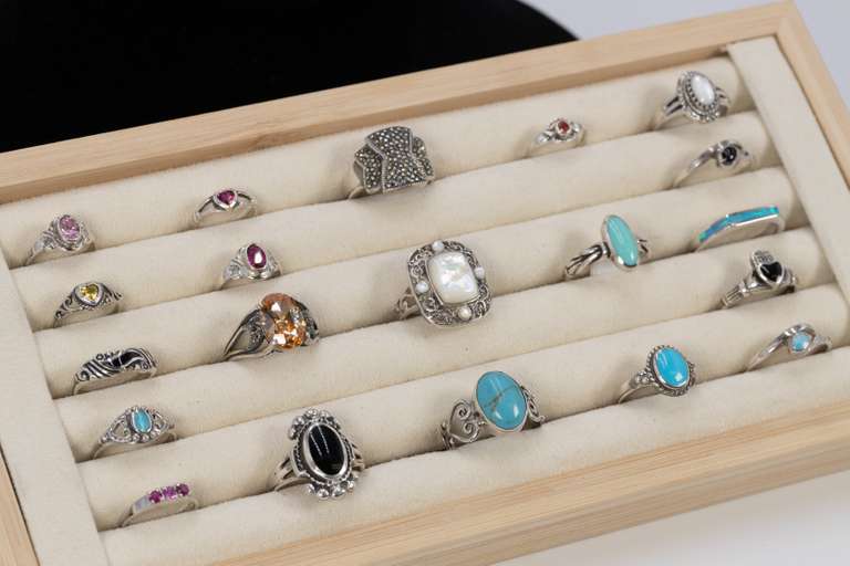 Sterling Silver Simulated Stone & Synthetic Opal Ring Lot