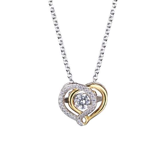 Delicate heart dancing stone pendant