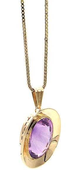 45.0ct Oval Amethyst Bezel Set Large Pendant Necklace in 14KT