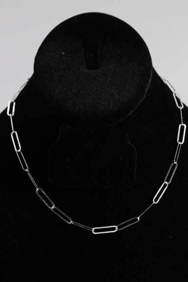 .925 Sterling Silver 5mm Paperclip Chain 16 Inches