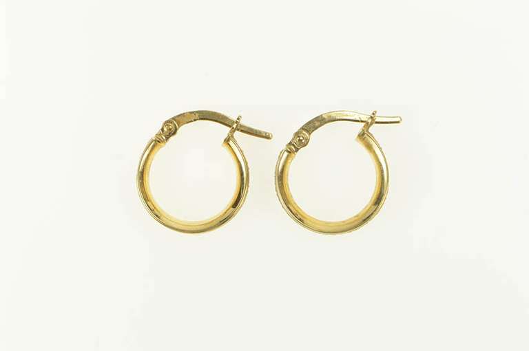 14K Yellow Gold Diamond Dust Textured 13.3mm Hoop Earrings
