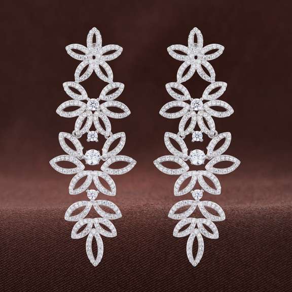 Show stopper flower style long earrings