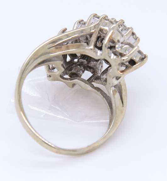 Sparkling White Gold Diamond Waterfall Ring