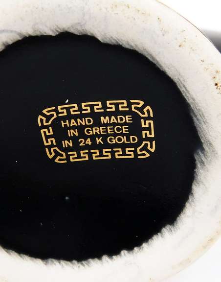 Vintage Greek Mythology Napkin Holder & Shakers, 24K Gold