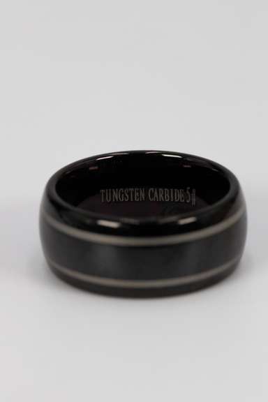 8mm Tungsten Carbide Two Gray Line Wedding Band Comfort Fit Ring Size 5