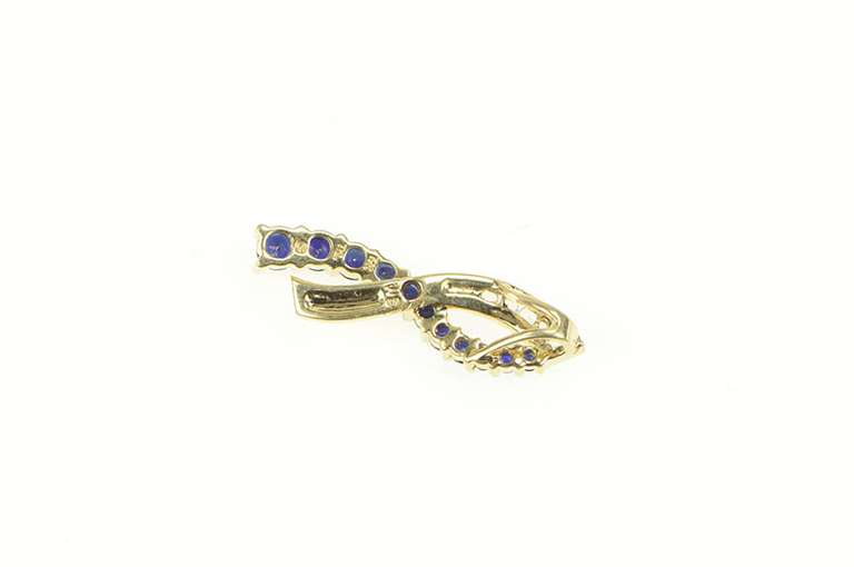 10K Yellow Gold Classic Loop Criss Cross Synthetic Sapphire CZ Pendant