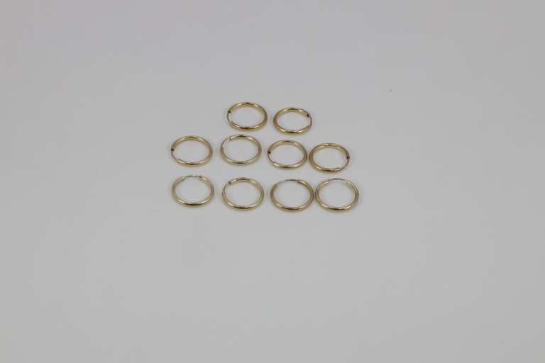 10k Yellow Gold Endless Hoop Earrings Lot of 5 Pairs 12.5mm