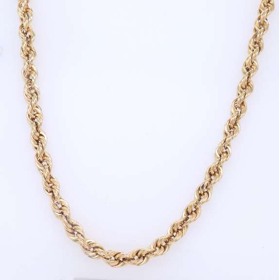 Simple Yellow Gold Rope Chain Necklace