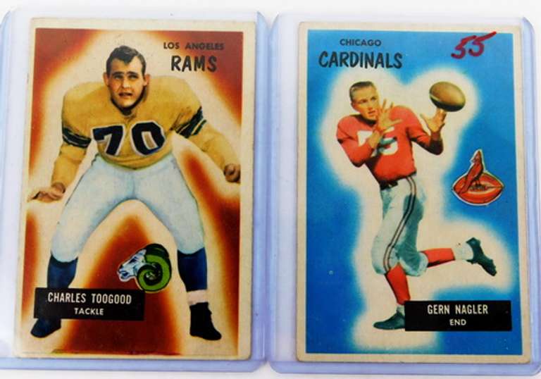 2 Bowman 1955 Football Cards