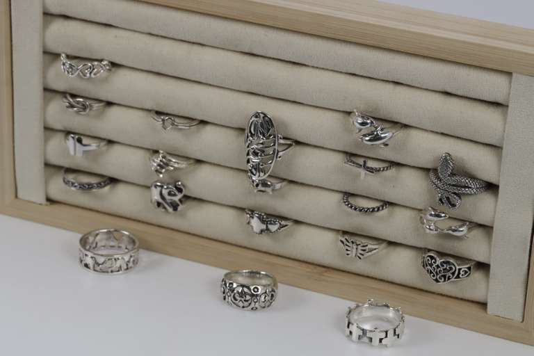 Sterling Silver .925 Curated Ring Assortment Various Sizes & Styles (20 Ring Lot)