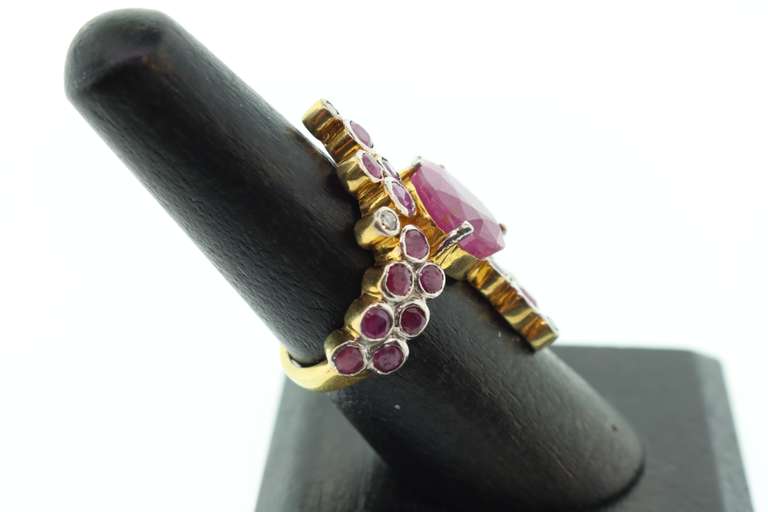 Contemporary Gold Plated Silver Ruby Ring