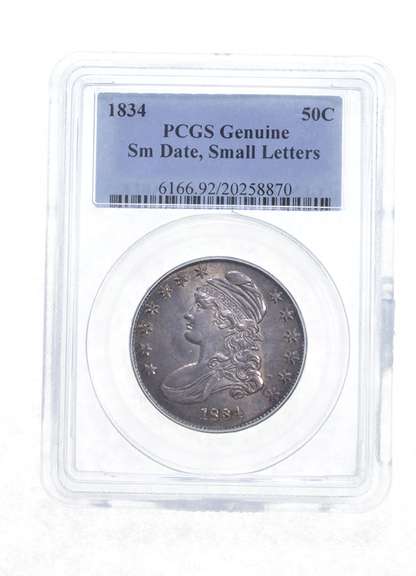 Genuine 1834 Capped Bust Half Dollar - Small Date Small Letters - PCGS