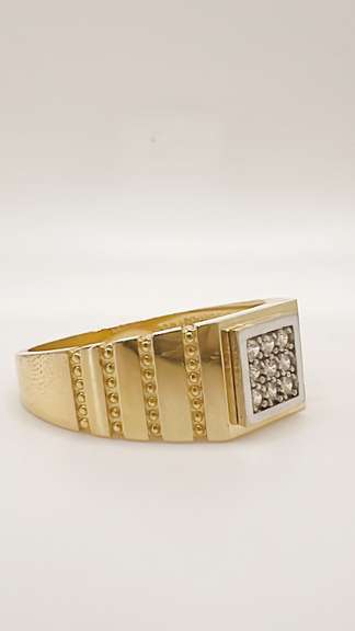 Men's 14kt Solid Yellow Gold & CZ Ring