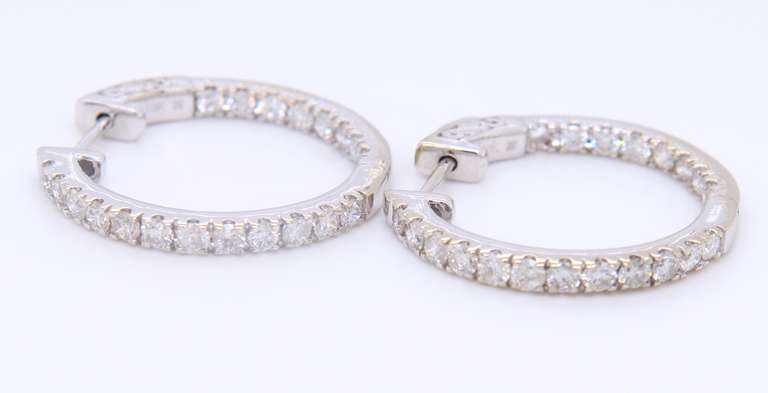 Dazzling White Gold Diamond Hoop Earrings