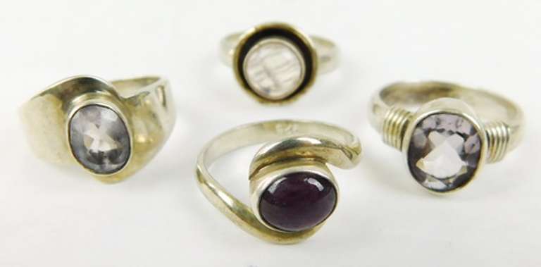 4 Sterling Silver Gemstone Rings