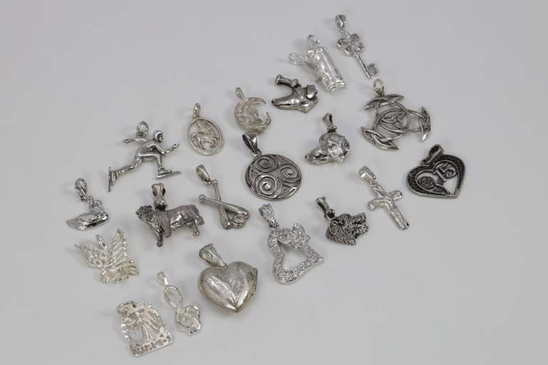 .925 Sterling Silver Curated Pendant Set 20 Pendants & Charms