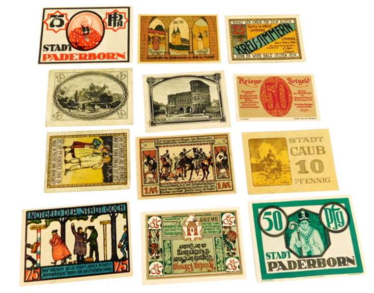 12 Pieces 1920's Foreign Paper Money