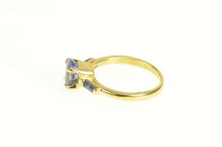 18K Yellow Gold Oval Tanzanite Sapphire Accent Engagement Ring