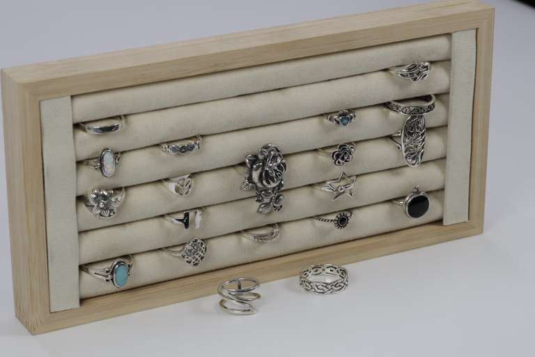 Sterling Silver Ring Assortment Various Sizes & Styles (20 Ring Lot)