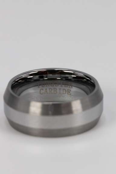 Men's Tungsten Carbide Silver Tone Thick Stripe Wedding Band Comfort Fit Ring Size 6.5