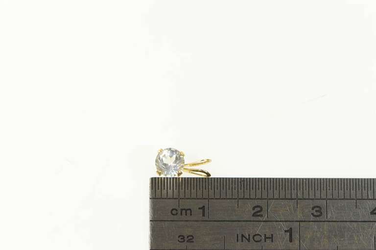 14K Yellow Gold Round Solitaire Classic Simple Cubic Zirconia Pendant