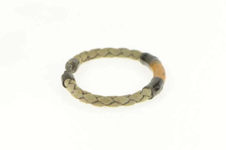 Sterling Silver Anchor Orange Enamel Woven Braided Bracelet