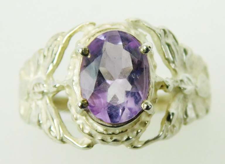 Sterling Amethyst Butterfly Ring, Size 6
