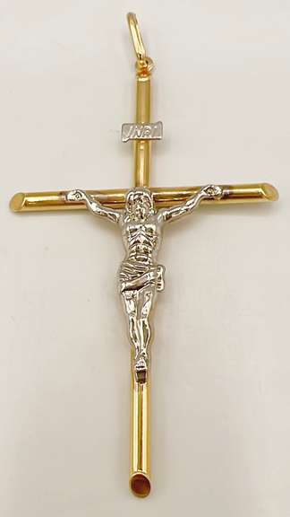 14kt Solid Yellow & White Gold Cross Pendant