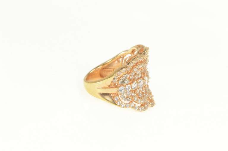 Sterling Silver Elaborate Scalloped CZ Encrusted Statement Ring