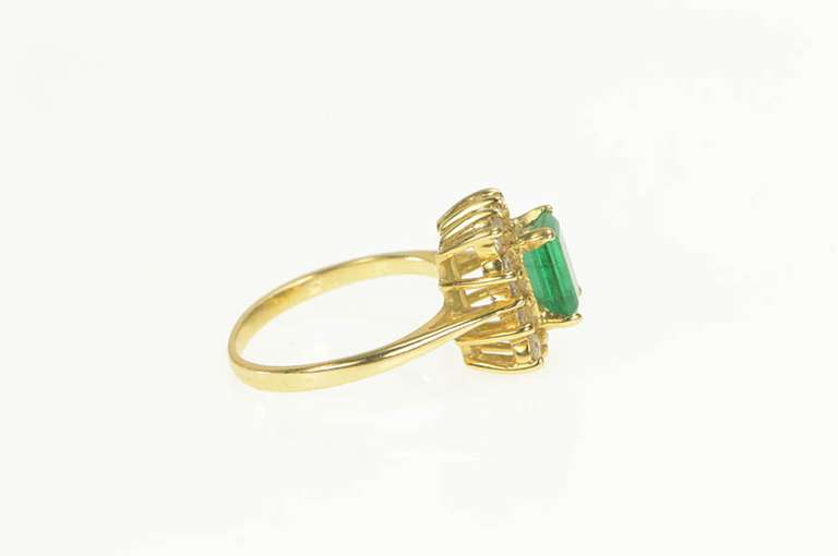 14K Yellow Gold 1.10 Ctw Emerald Diamond Halo Engagement Ring