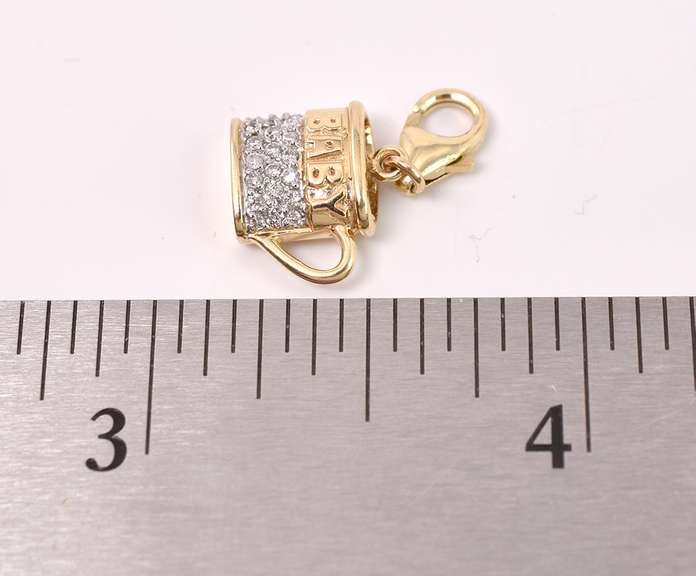 Precious "BABY" Cup Diamond Charm in 14K Yellow Gold