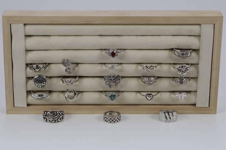 .925 Sterling Silver Ring Assortment Various Sizes & Styles (20 Ring Lot)