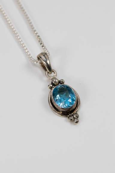 Sterling Silver Blue Topaz Pendant