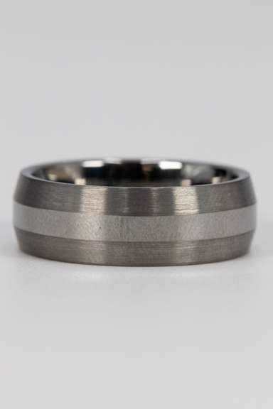 8mm Tungsten Carbide Silver Tone Thick Stripe Wedding Band Comfort Fit Ring Size 11