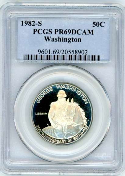1982-S Proof Washington Silver Commemorative Half Dollar in PCGS MS69DCAM