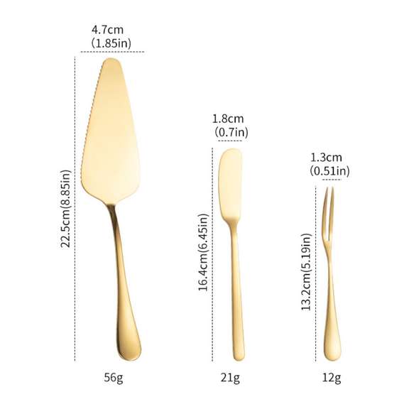 Gold Stainless Steel Cutting Cake Spatula Gift Set