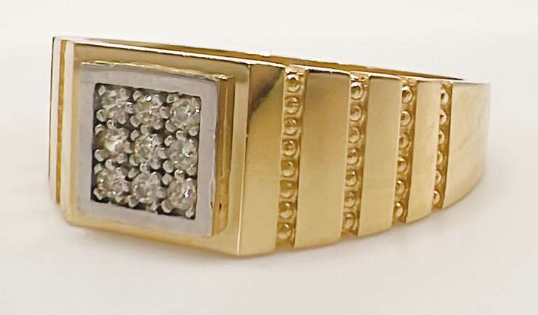 Men's 14kt Solid Yellow Gold & CZ Ring