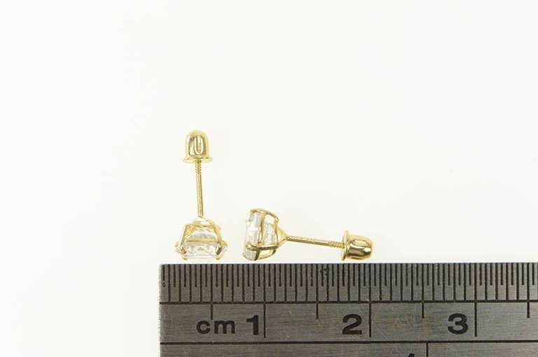 14K Yellow Gold Classic Round Solitaire Cubic Zirconia Stud Earrings