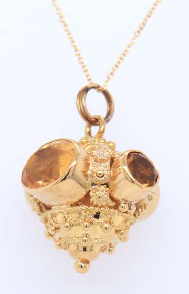 Favorite 18kt Yellow Gold Citrine Mixed Cut Pendant on Chain Necklace