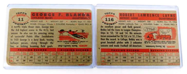 2 Topps 1956 QB Greats Football Cards