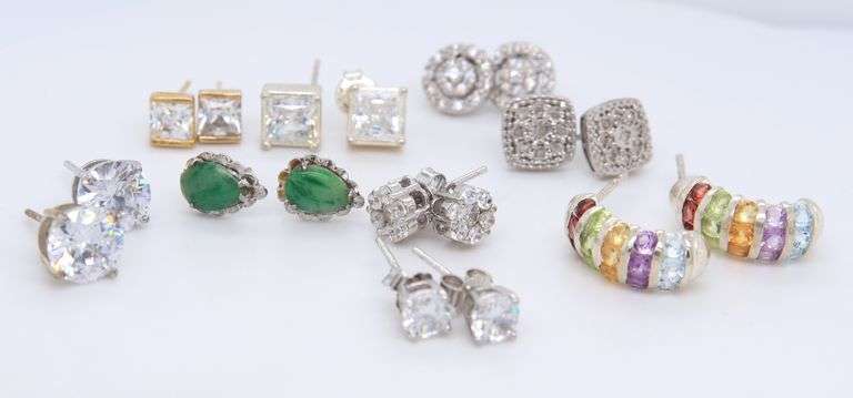 Group Lot of Vintage 925 Sterling Silver Earrings