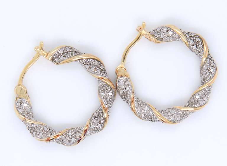 Vintage 925 Sterling Silver Twisted Hoop Earrings