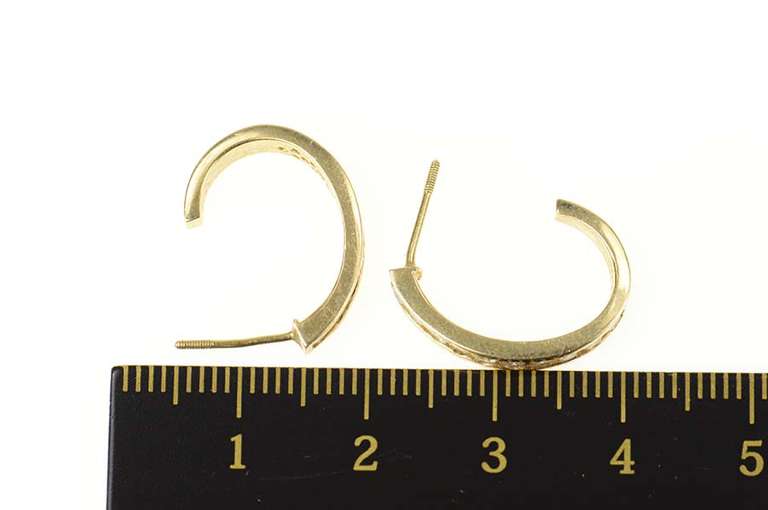 14K Yellow Gold 0.30 Ctw Diamond Oval Semi Hoop Earrings