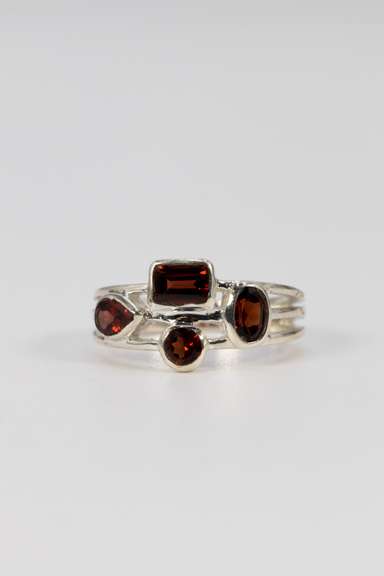Sterling Silver Natural Garnet Gemstone Ring