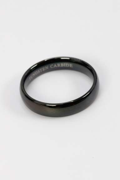 Men's Tungsten Carbide Black Rounded Wedding Band Comfort Fit Ring Size 15