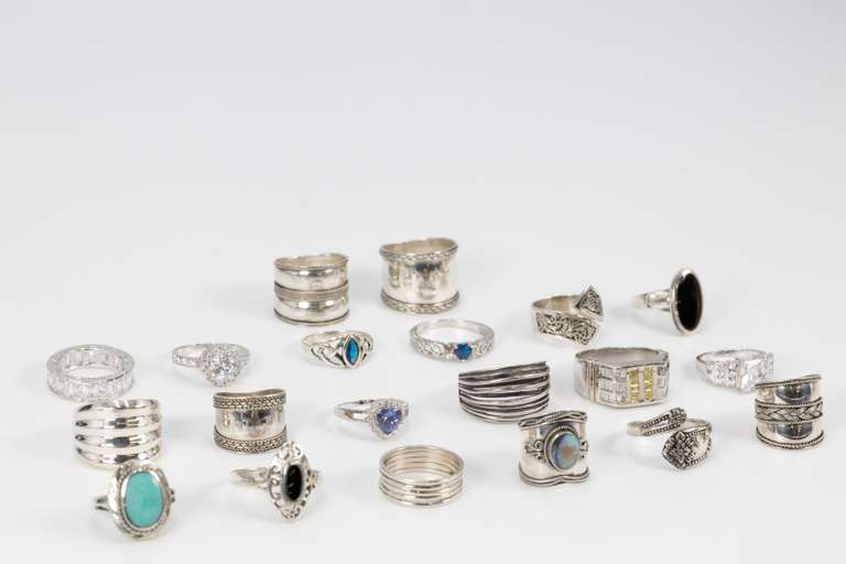 .925 Sterling Silver Curated Ring Set Lot of 20 Rings