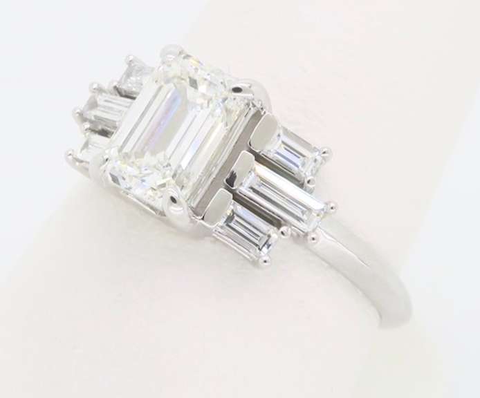 Certified 1.55CTW Emerald Cut Diamond Engagement Ring